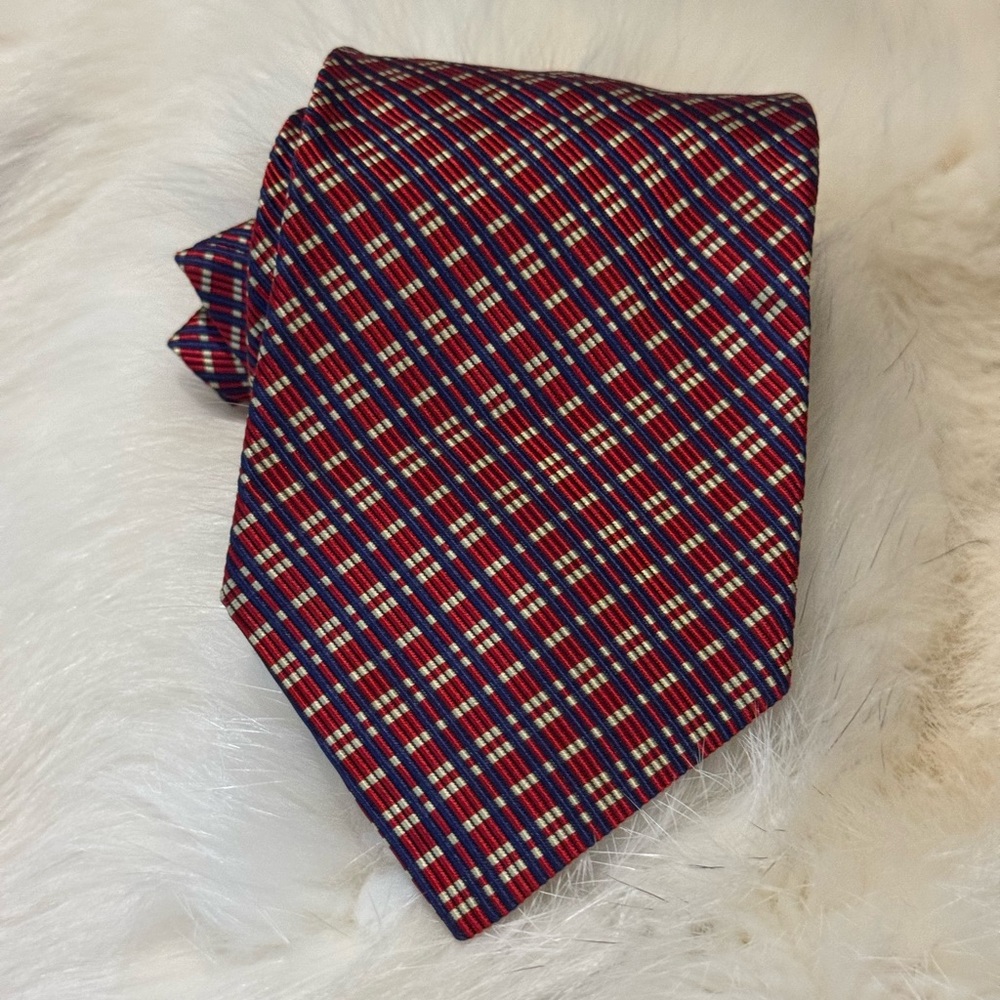 NEW Vintage Lauren Ralph Lauren 100% Silk Green Label White Blue Striped Tie
